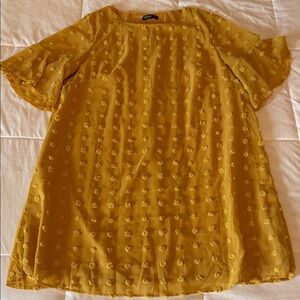 SHEIN Mustard Yellow Textured Short Sleeve Dress